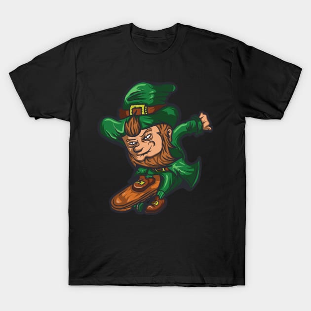 Leprechaun Skateboard T Shirt St. Patrick's Day Irish Clover T-Shirt by jkshirts